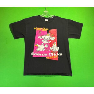 Y2K Science Graphic T Shirt Men's Large Black Science Chicks Rule Short Sleeve
